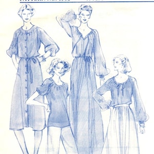 Peasant Dress and Blouse Sewing Pattern Easy Stretch Sew Retro 1977, Bust Size 28 30 43 34 36 38 40 42 44 Hippie Boho, Mid-Calf, Maxi Dress