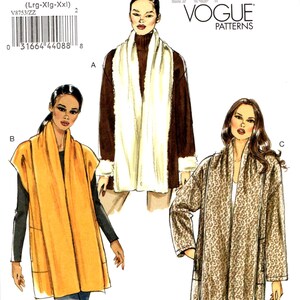 Sewing Patterns Jacket Coat Size 16-26, Very Easy Vogue V8753, Loose, Large Draped Collar