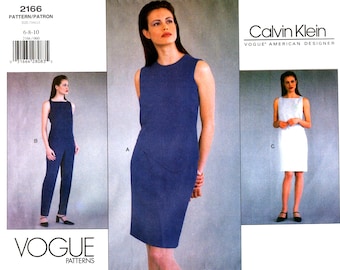 Sewing Patterns, Dress Top Skirt Pants, Suit (Size 6-10) Easy Designer Calvin Klein Easy Vogue 2166