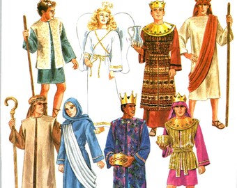 Costumes Sewing Patterns, Nativity Size 30-48, Adult Teen, Joseph Mary Three Kings Shepherds Angel, Simplicity 8152