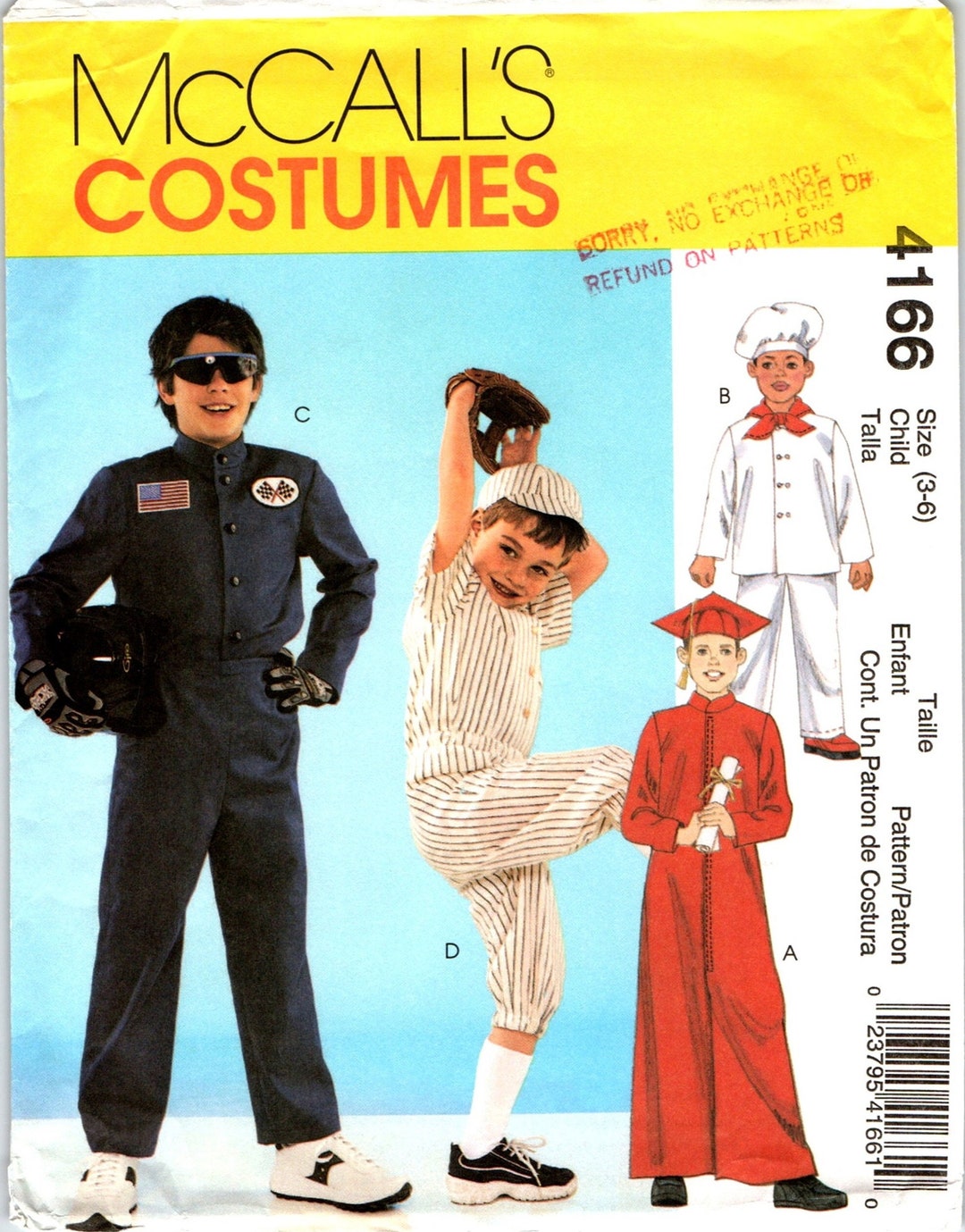 Childrens Boys Girls Uniform Costume Sewing Pattern, Size 3 4 5 6 Race ...