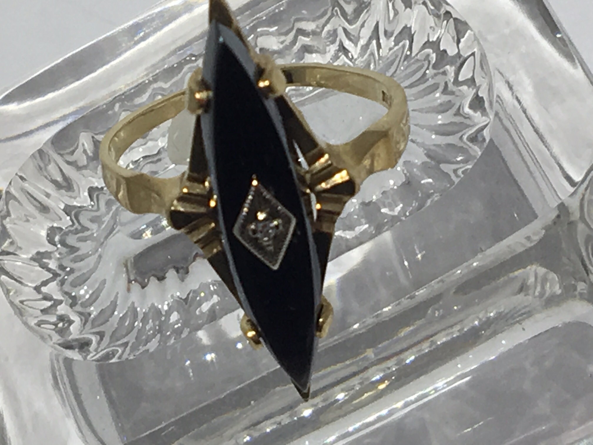 1950s Unique 10K Gold BLACK ALASKAN Diamond Ring Marquise Etsy