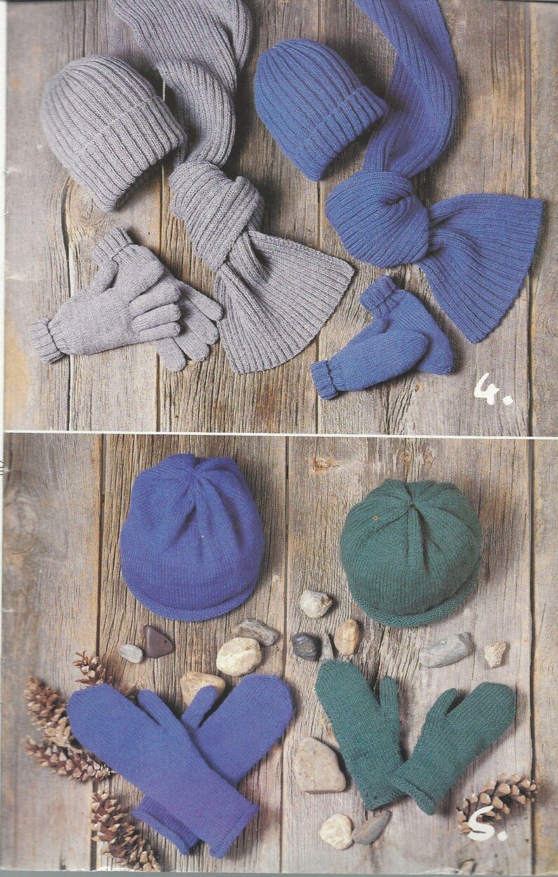 HATS SCARVES MITTENS Gloves Knitting Patterns Aran Style Etsy