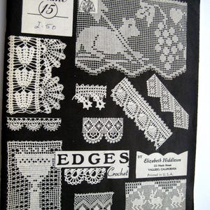 Thread Crochet Patterns, Elizabeth Hiddleson EDGES, Volume 15 Original Creations in Cotton, Doilies Tablecloth Chair Set, Vintage 1970s