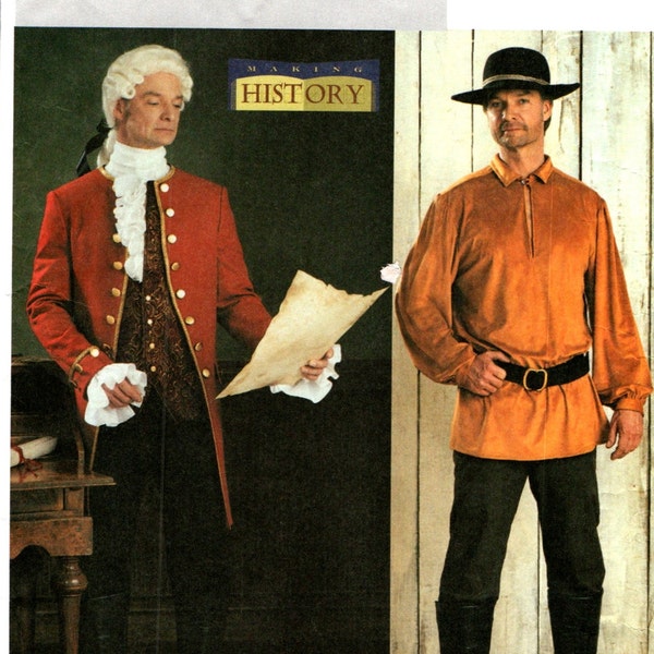 18TH Century Colonial  Men's Fashion Costume Sewing Pattern, Size 42 44 46 48 Butterick Making History 3806 Poet Shirt, Coat Vest, Stock