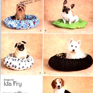 Craft Patterns, No Sew DOG / PET BEDS In Two Styles, Sizes Xsmall, Small & Medium Made with Fleece Simplicity 2297, Design by Ida Fry