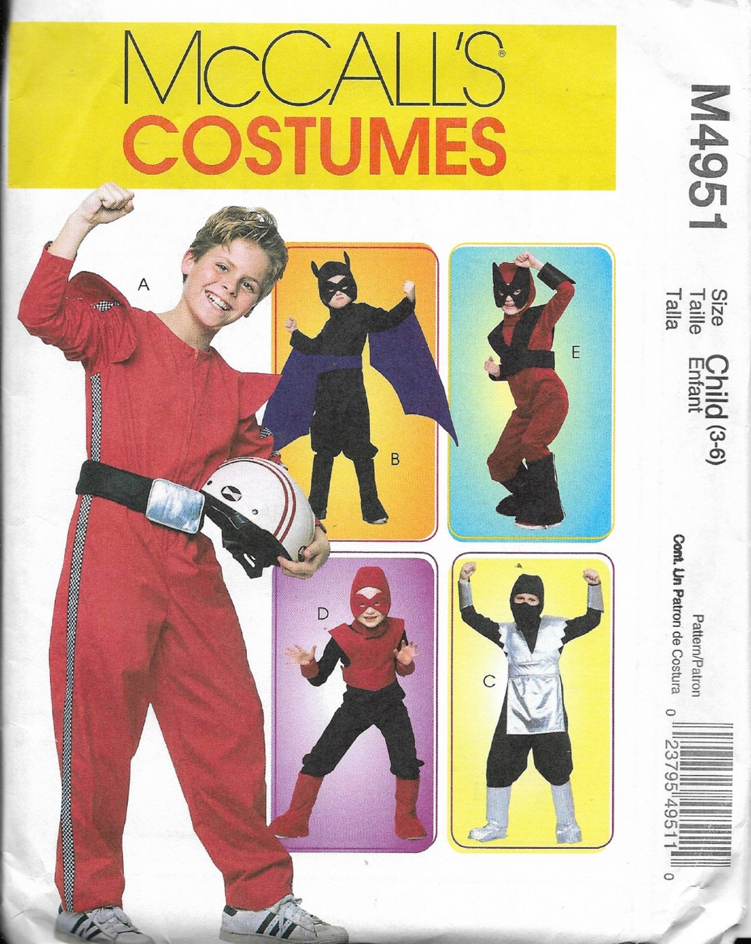 NINJA Costume Sewing Pattern Mccall's M4951 Child Kid Etsy