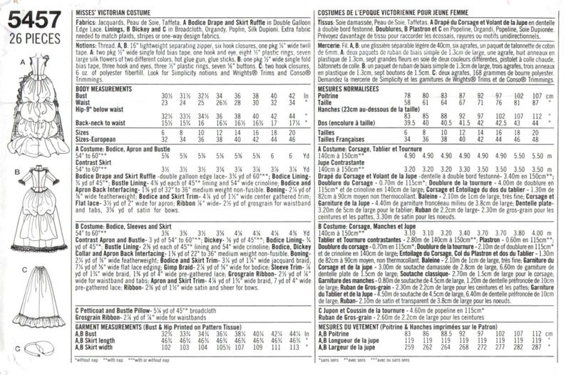 Costume Sewing Patterns, Victorian Era 1880s Ball Gowns Size 6 8 10 12 ...