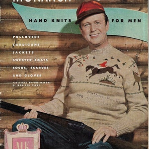 Vintage Knitting Pattern Book for Men, Horse Jumping Sweater, Pullovers, Cardigans, Jackets, Sweater Coats, Socks, Scarves, Gloves & more