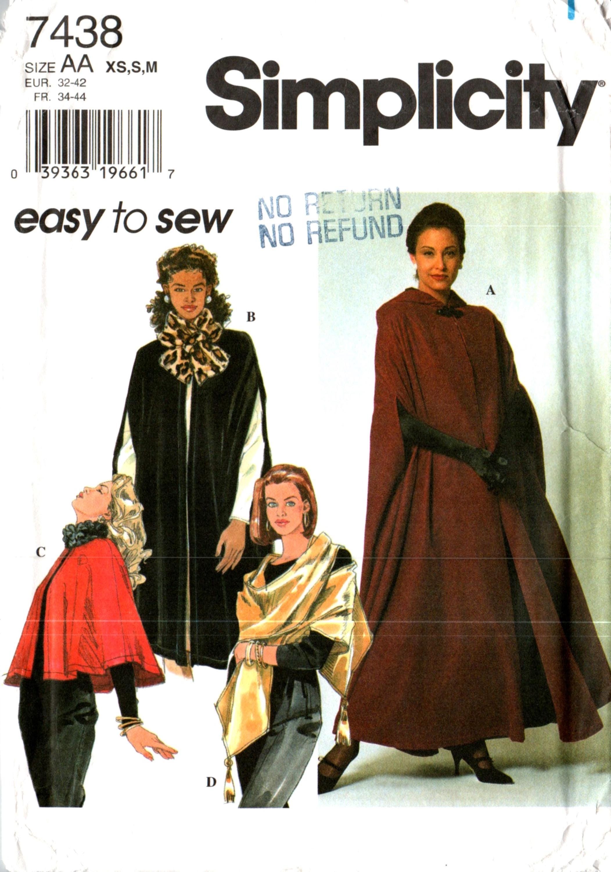 Sewing Patterns, CAPES | WRAPS (size 6-16) Easy Simplicity 7438