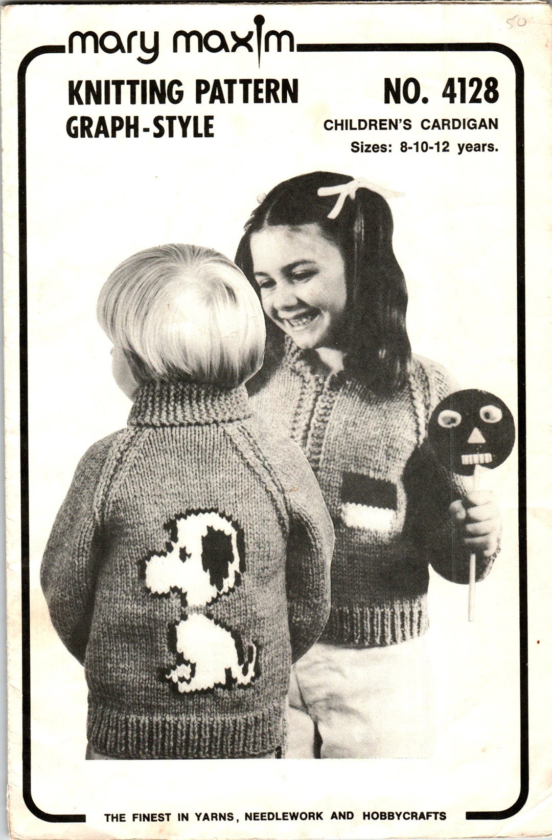 Vintage Beagle Dog Knitting Graph Pattern Leaflet Mary Maxim Boy Girl 8