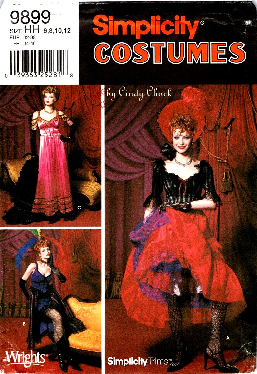 Costume Sewing Patterns DRESS Old West SALOON GIRL, Burlesque Can Can ...
