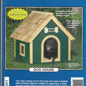 DOG HOUSE PATTERN, Woodcraft Pattern, Full-Size Pattern, Size - 32&quot; x 32&quot; 36&quot; For Medium to Large Dogs, Easy Assembly, Painting Instructions