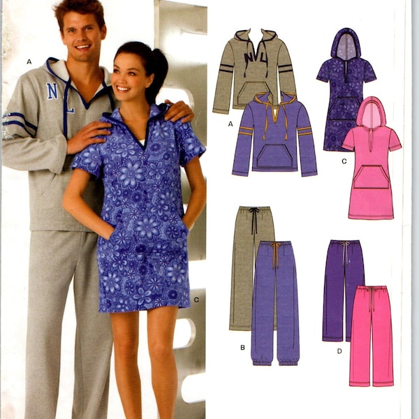New Look 6014 Activewear Sewing Pattern for Women Misses Men Bust Size 30 32 34 36 38 40 42 44 46 48 Athletic Jogging Suit Hooded Tops Pants