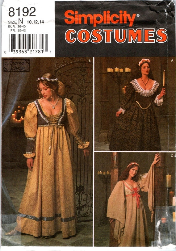 Vintage Medieval Renaissance Gown Costume Sewing Pattern