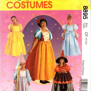 Childrens Storybook Costume Sewing Pattern, Girl Size 4 5 6 Rapunzel, Cinderella, Belle, Snow White, Pretty Witch, DIY McCalls 8895