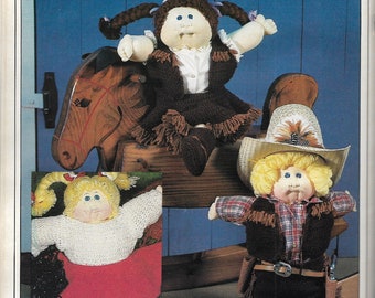 CABBAGE PATCH KIDS Crochet Doll Clothes Patterns, Xavier Roberts Crocheted Outfits Original cpk Pattern, Preemie Doll Outfits, Western Wear