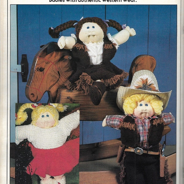 CABBAGE PATCH KIDS Crochet Doll Clothes Patterns, Xavier Roberts Crocheted Outfits Original cpk Pattern, Preemie Doll Outfits, Western Wear