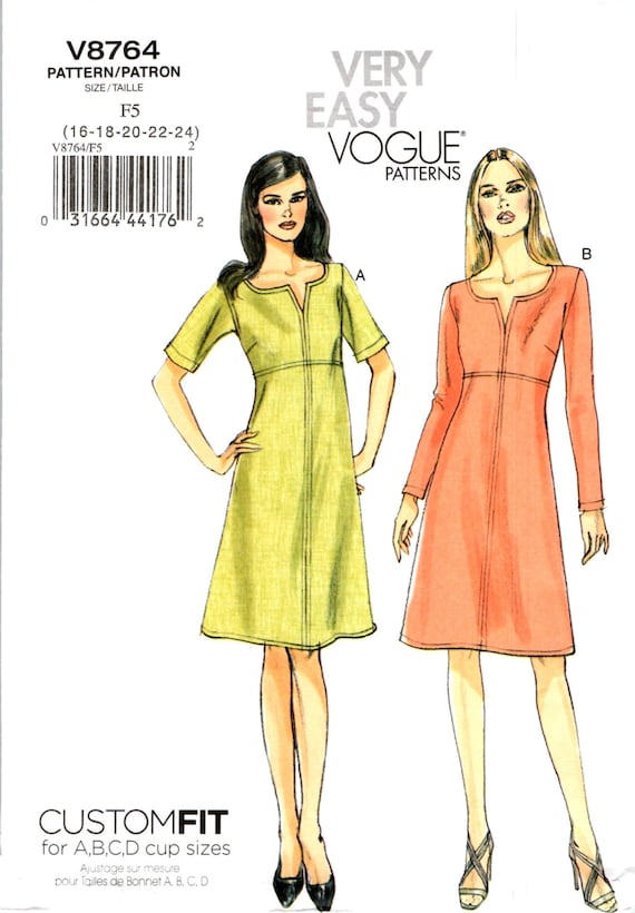 Sewing Patterns DRESS | DRESSES (size 16-24) Very Easy Vogue V8764custom Fit  Cup, Raised Waist - Etsy