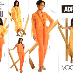 Petite Sewing Patterns, Jackets Tops Skirts Pants Suit Vogue Designer ADRI V2910, Ensemble Mix Match Outfits