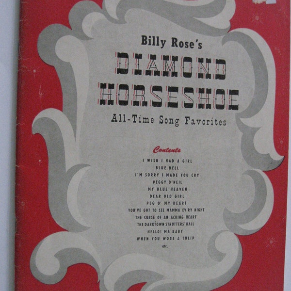 BILLY ROSE SONGBOOK and Playbill, All Time Song Favorites, Hotel Paramount nyc Includes a Playbill - Venus on the Half Shell, 1945 Ephemera