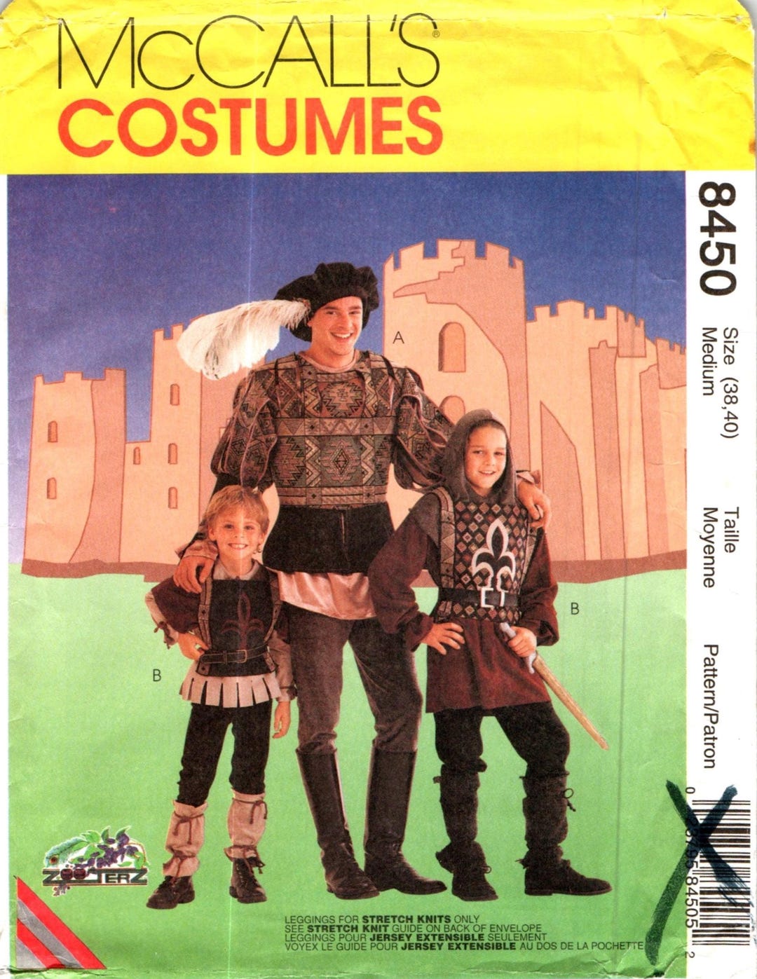 Costume Patterns Medieval Knight, Renaissance, Prince Adult Size Medium ...