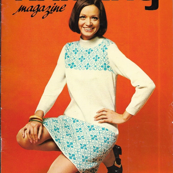 1970 KNITTING MAGAZINE, Very Retro Styles, Woman's Dress, Pantsuit, Tunic, Slacks, Pullover, Unisex Ski Sweaters, Kids Sizes and much more