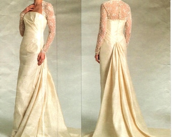 Wedding Dress Sewing Patterns, Size 12 14 16 VOGUE BELLVILLE SASSOON Floor Length | Gown Bridal Original V2906 Draped, With Train