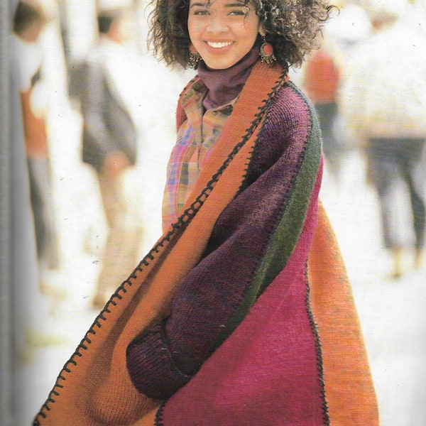 SWING SWEATER COAT Knitting Pattern, Fashion Knits,  Knitted Cardigans, Aran, Irish and Cables, Graphs Floral, His Hers Pullovers, Bolero