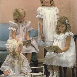 Smocking Patterns, BISHOPS, BONNETS Baby Toddler 6M - 3 Years Smocked Dress, Brimmed Bonnet
