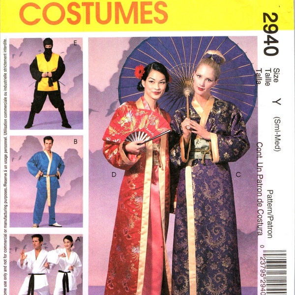 GEISHA KIMONO ROBE Costumes Sewing Pattern, Women Men Misses Ladies Size Sm, Med, Ninja Karate Martial Arts, Robe, Tabard, Pants, Hood, Tie