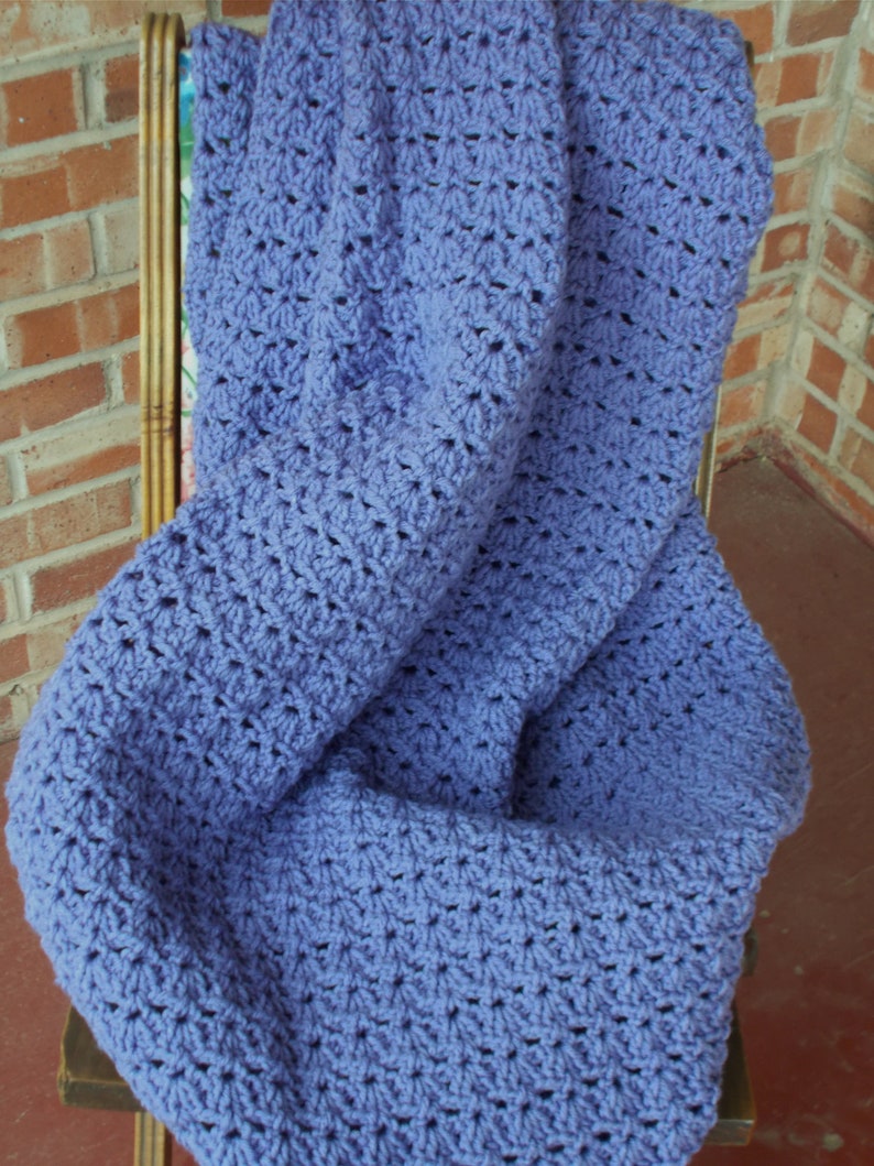 dark lavender sofa throw Handmade crochet blanket PURPLE soft throw ready to ship soft lap blanket