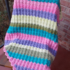 Handmade Baby blanket, Chunky soft colorful stripes, Baby Shower gift for new baby,Ready to ship