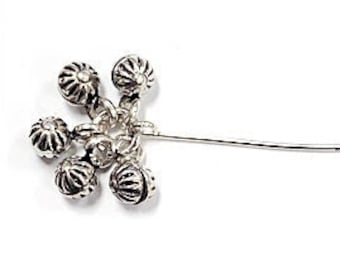 1 Pc 2.5" 20 Gauge Sterling Silver Headpin Pin with 5 Balls Cluster Sterling Silver Headpins, Wholesale Sterling Silver Findings - SW12