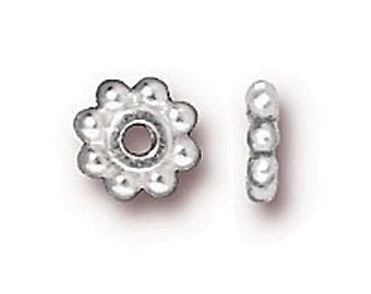 50 Pc Daisy Heishi Spacer Bead 6mm Bright SIlver Finish Tierracast Spacer Beads - P0407SB