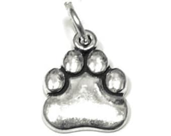 Paw Print Charm Sterling Silver 12mm, silver Animal Charms, Sterling Silver Charms, Pet Charm, Cat Charm, Dog charm, Paw Print charm - SP960