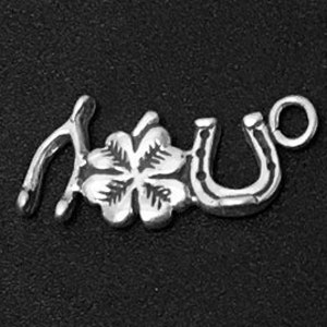 Good Luck Charms, Horseshoe, 4 Leaf Clover and Wishbone Charm Sterling Silver 22.5mm, silver Lucky Charms, Sterling Silver Charms - SP327