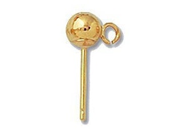 May include: Gold-toned earring finding with a round ball at the top and a loop for attaching a dangle charm.