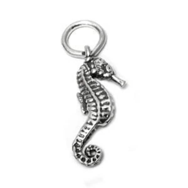 Seahorse Charm Sterling Silver 18mm, silver Animal Charm, Sterling Silver Charms, Beach charm, Ocean Charm, Sea charm, Seahorse charm -SP412