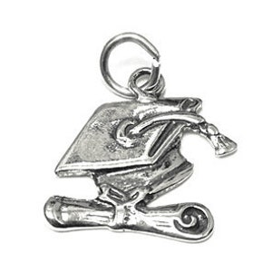 Graduation Cap Charm Sterling Silver 19mm, silver Graduation Charms, Sterling Silver Charms, Graduation Gift, Graduation Cap charms - SP572