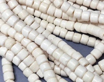 9mm Bone Rondell Beads, Handcut cream Color Natural Bone, 9mmx6mm approx , 15.5"Strand, 50+ beads approx., 2+mm hole,  -B148