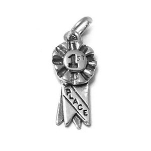 1st Place Ribbon Charm Sterling Silver 21mm, silver Sports Charms, Sterling Silver Charms, Victory Charms, First Place Ribbon charms - SP487