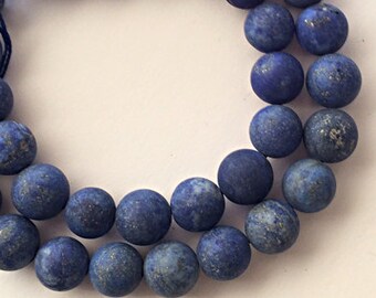 10mm Matte Lapis Round Gemstone Beads Full Strand,15.5 Inch 37 Beads, Blue Gemstone Beads, Tibet Boho - SLA108