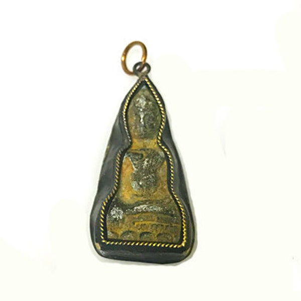 Thai Buddha Pendant 2" Aprrox bronze antiqued Pendant, Yoga pendant, Buddhist Pendant, Meditation, Buddhist Pendants, Meditating Buddha