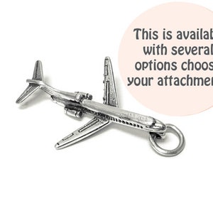 Airplane Charm Sterling Silver 30mm, silver Plane Charms, Sterling Silver Charms, Pilot Charms, Aeronautics Charms, Airplane charms - SP706