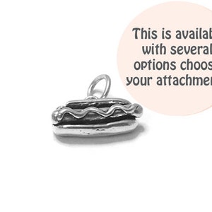 Hotdog Charm Sterling Silver 9.5mm, Silver Food Charms, Sterling Silver Charms, Miniature Food charms, Snacks Charms, hot dog charms - SP494