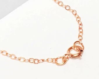 14K Rose Gold Filled Finished Cable Chain Necklace, Choose your Length, 1.3mm Flat Cable Chain with Clasp Finished Thin Necklace - R-GFCFCxx