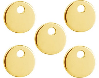 10pcs 14K Gold Filled 4mm Blank Charm Disc Round Tag one Hole 0.9mm Shiny Circle Light Weight Double Sided 14K Gold Fill Disk Pendant GFP132