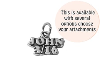 John 3:16 Charm Sterling Silver 11mm, silver Christian Charms, Sterling Silver Charms, Religious Charms, John 3 verse 16 Charms - SP580
