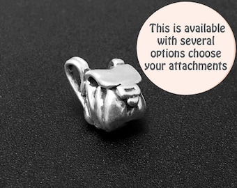 Backpack Charm Sterling Silver 12.5mm, silver Backpack Charms, Sterling Silver Charms, Travel Charms, School Charm, Backpack charms - SP213